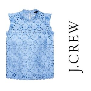 J. Crew Eyelet Flutter Sleeve Top Shirt Popover Blouse Size XS NEW NWT